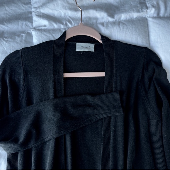 Long Black Open-Front Knit Cardigan - Picture 8 of 8